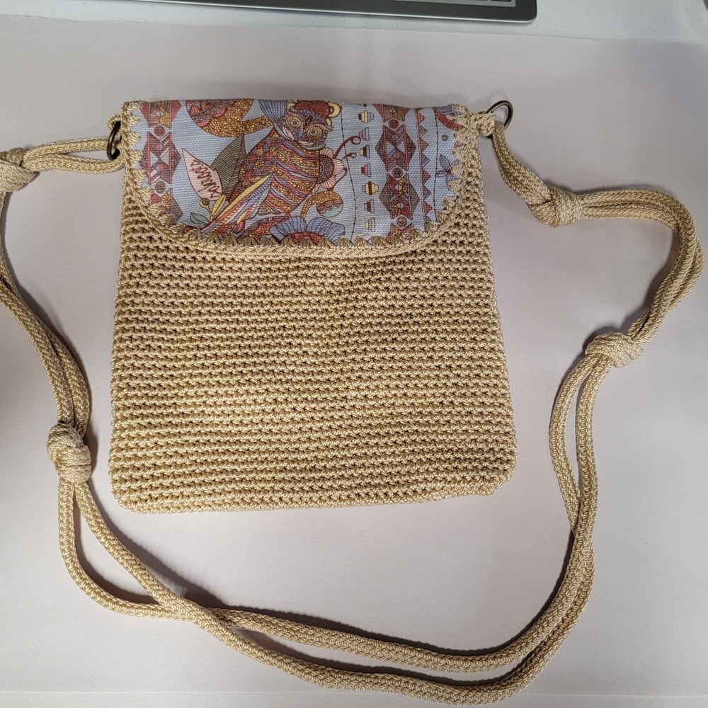 Sac Roots Casual Knit Crochet Cross Body Shoulder Bag Purse Lined Zipper
